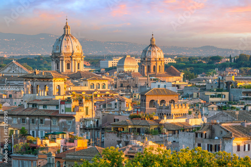 Photography Top view of  Rome city skyline from Castel Sant'Angelo