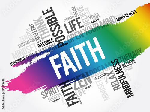 Faith word cloud collage , social concept background