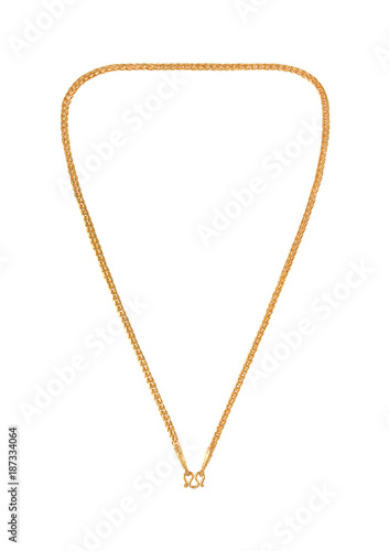 Gold Chain Isolated on White Background.