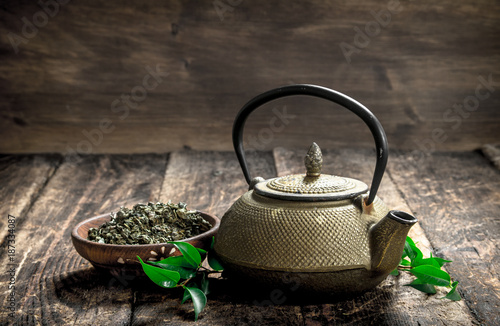 Teapot with fragrant Indian tea.