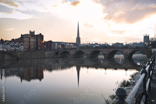 river severn in worcester with cathedral photo