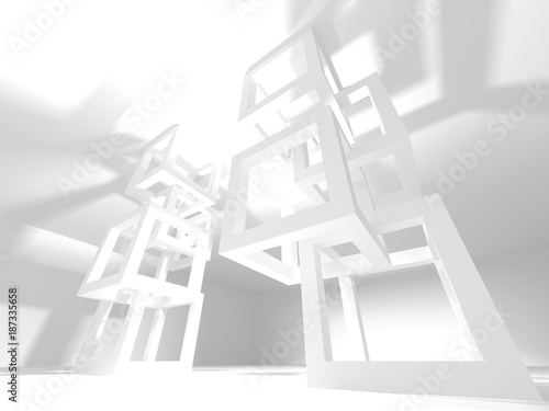 White Architecture Construction Modern Interior Background