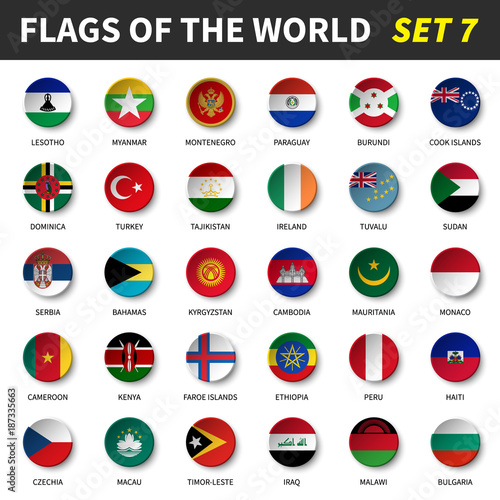 All flags of the world set 7 . Circle and concave design