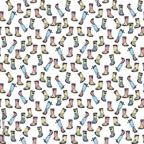 Seamless pattern with rubber boots.