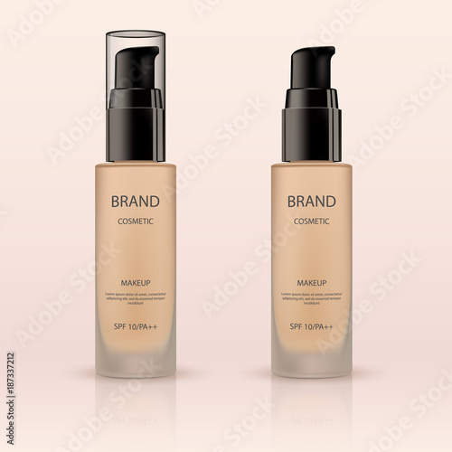 Foundation container mockup, complexion liquid in glass bottle