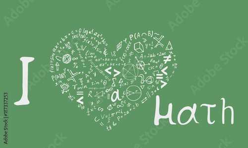 Text lettering "I Love math".