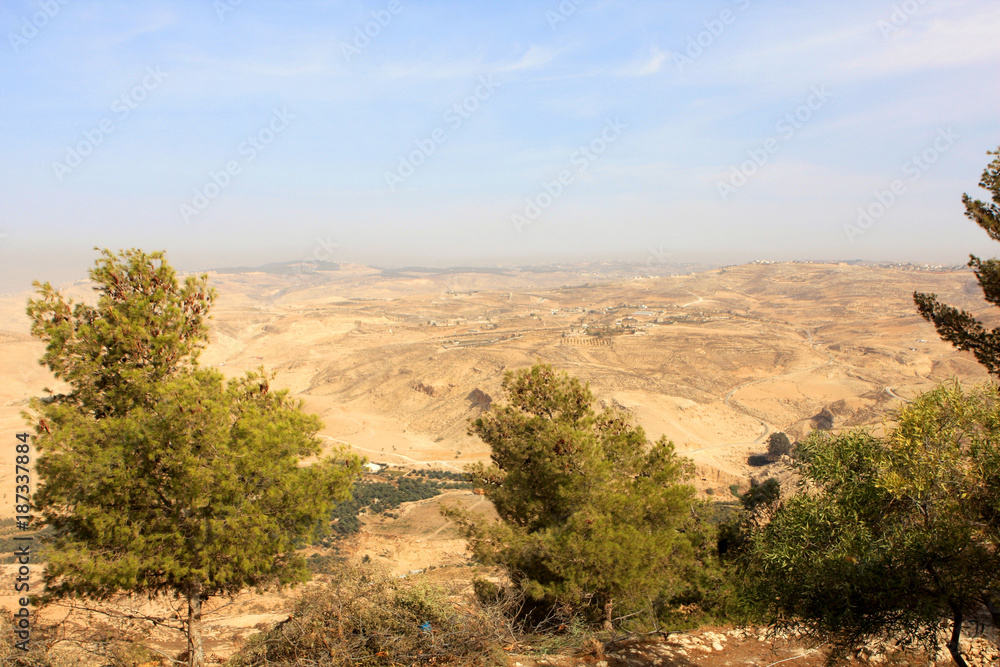 Desert view from Mount Nebo in Jordan