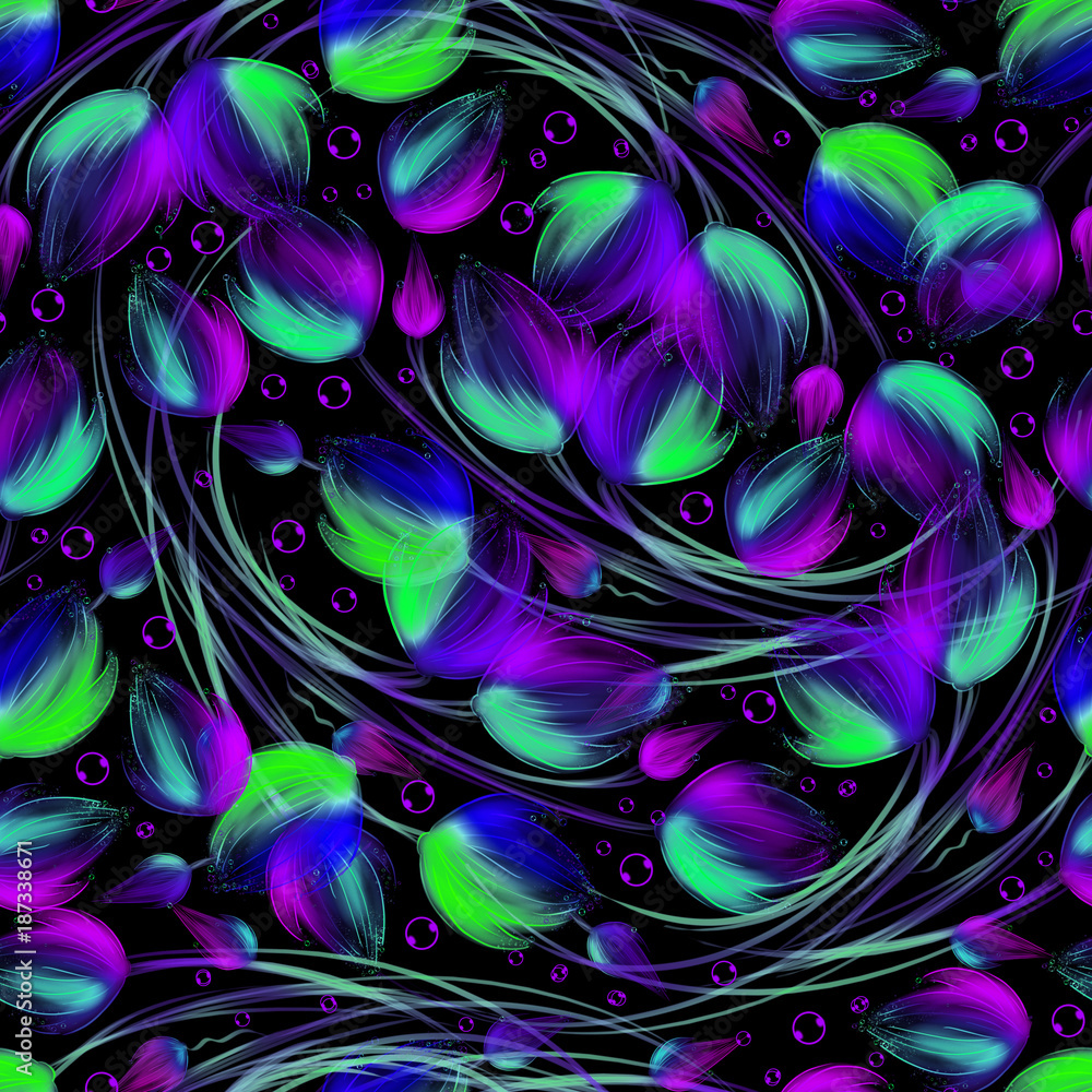 Seamless bright floral violet green pattern Seamless bright floral violet green pattern