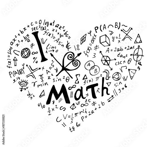 Text lettering "I Love math".