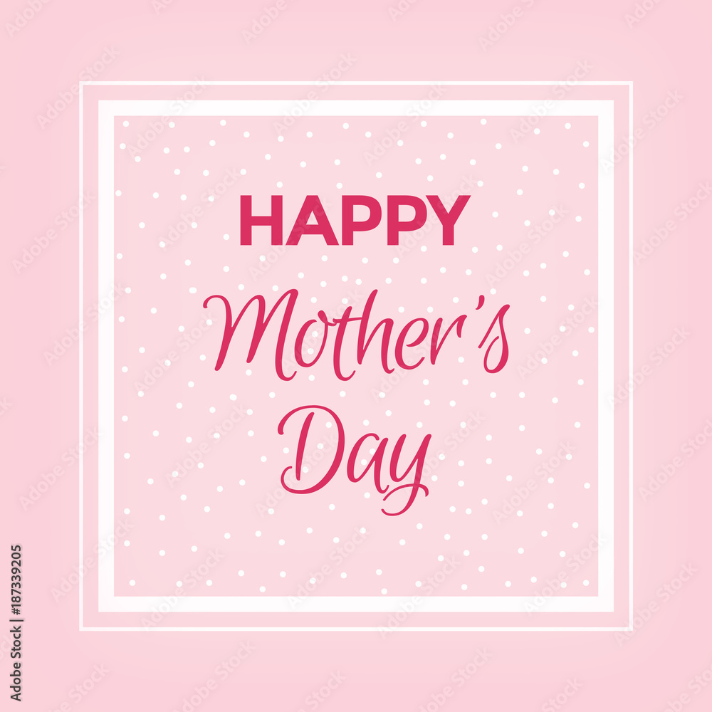 Happy Mother's Day Card with Pink Roses on Pink Background. Greeting Card Concept.