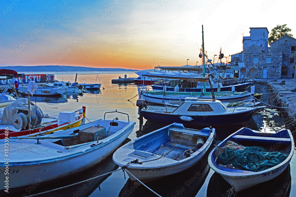Little harbor in Kastel Kambevolac near Split and Trogir in Croatia