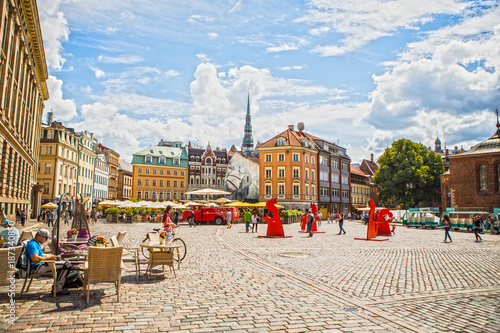 RIGA, LATVIA - AUGUST 27, 2017: Famous places and building architecture of Riga city. Riga, Latvia - August 27. photo