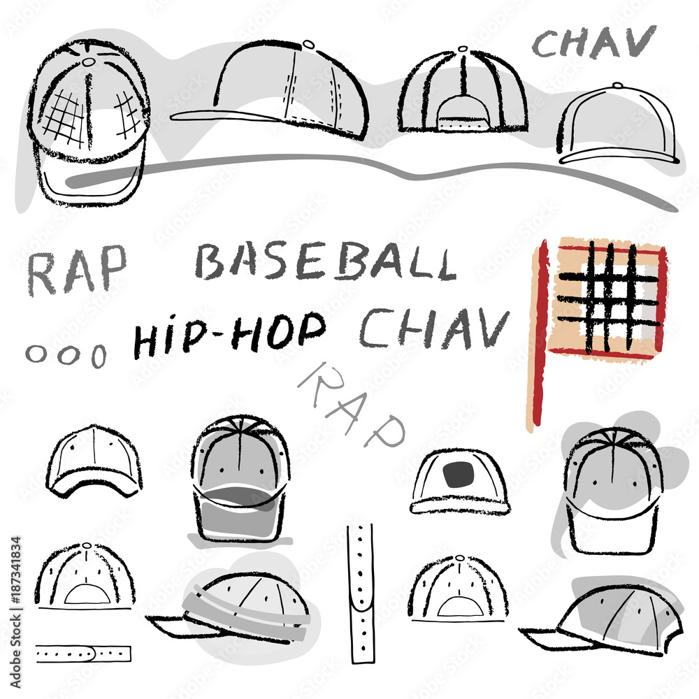 Baseball, tennis, rap cap chav set Baseball, tennis, rap cap chav set