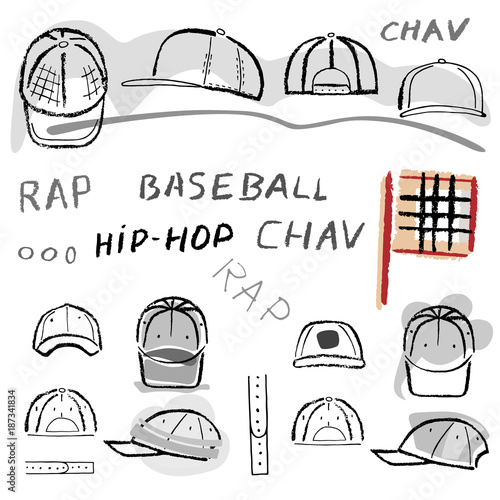 Baseball, tennis, rap cap chav set