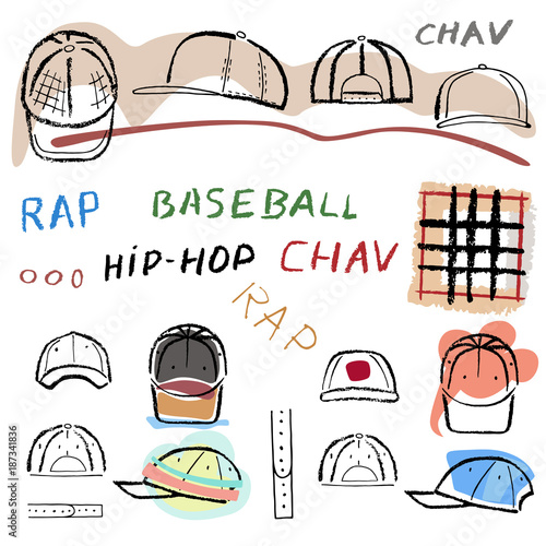 Baseball, tennis, rap cap chav set