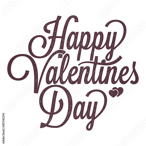 valentines day vintage lettering on white background