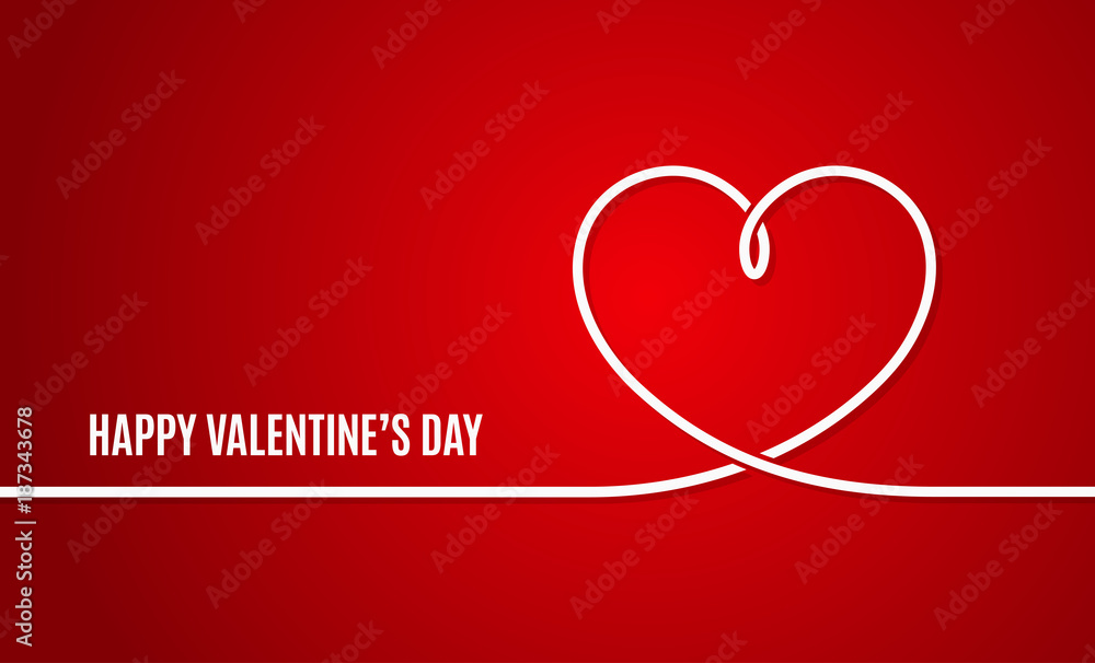 Valentines day banner. Valentines heart line on red background. Valentines day banner. Valentines heart line on red background.