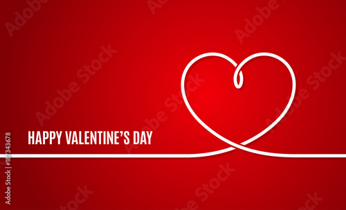 Valentines day banner. Valentines heart line on red background.