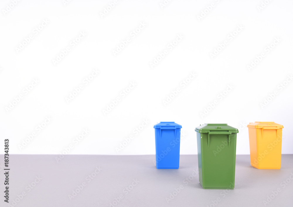 Colorful recycle bins on white background. Colorful recycle bins on white background.