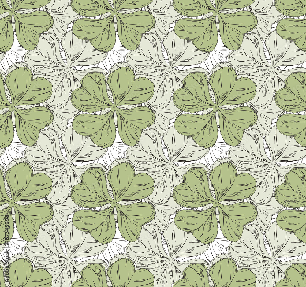 Clover leaf seamless vector pattern. Good for textile fabric design, wrapping paper and website wallpapers Clover leaf seamless vector pattern. Good for textile fabric design, wrapping paper and website wallpapers