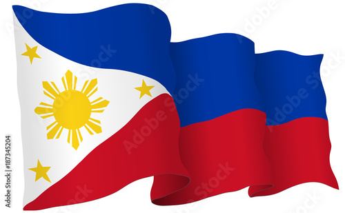Philippines Flag Waving Vector Illustration