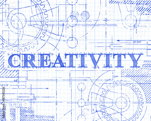 Creativity Word Graph Paper Tech Drawing