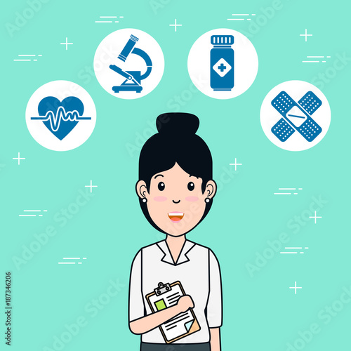 nurse medical center professional cartoon