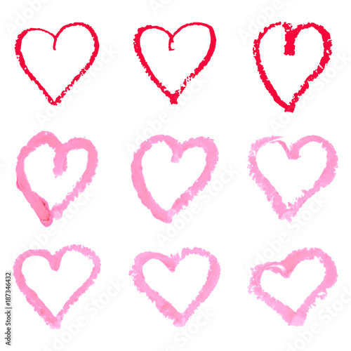 Vector hand-painted ink illustration with hearts. Abstract background. Doodles.