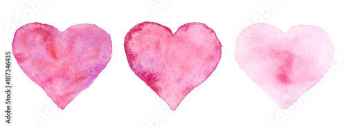 Watercolor hearts for St. Valentine's Day. Vector