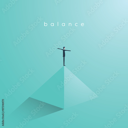 Business concept of balance, vector illustration. Symbol of work life balance, equality, stability.