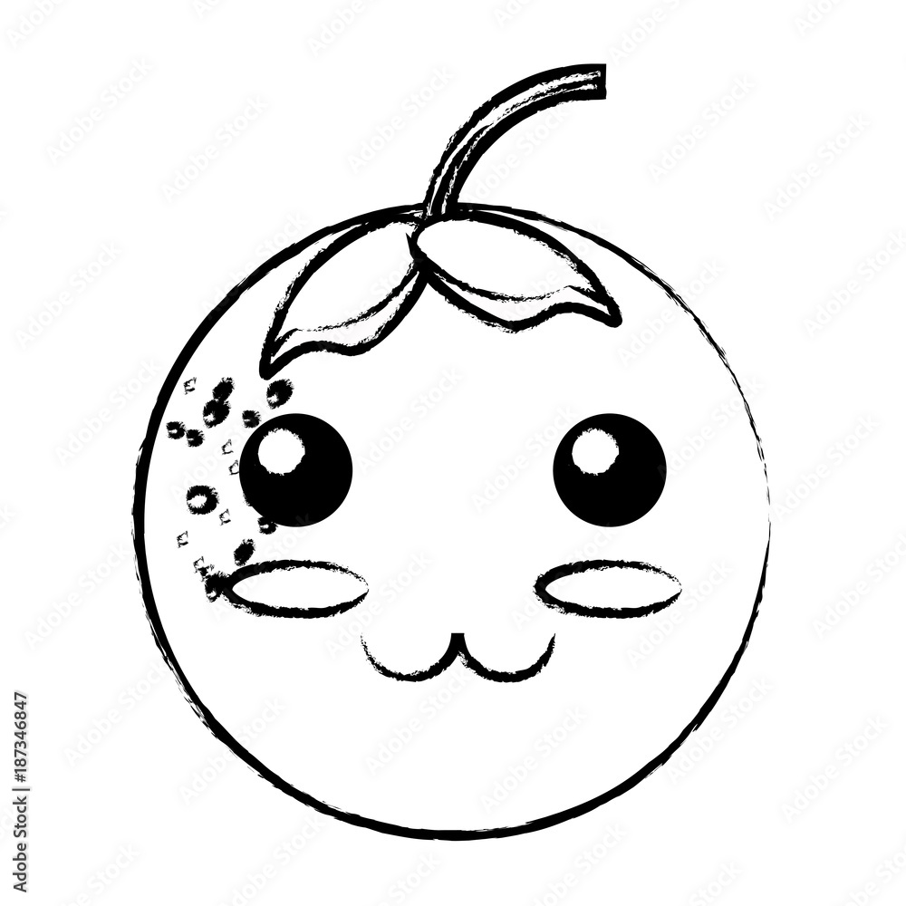 Fototapeta premium kawaii orange fruit icon