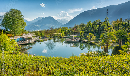 the Botanic Gardens of Trauttmansdorff Castle, Merano, south tyrol, Italy, offer many attractions with botanical species and varieties of plants from all over the world.