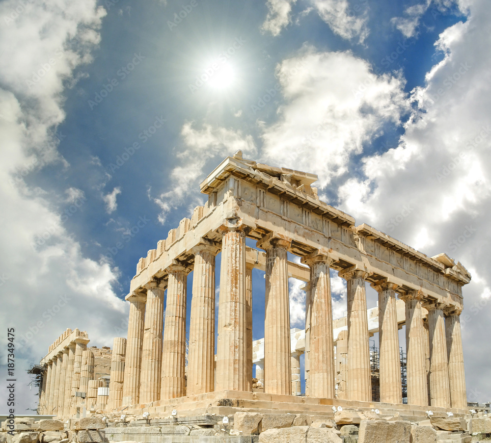 parthenon sky sun clounds Greece