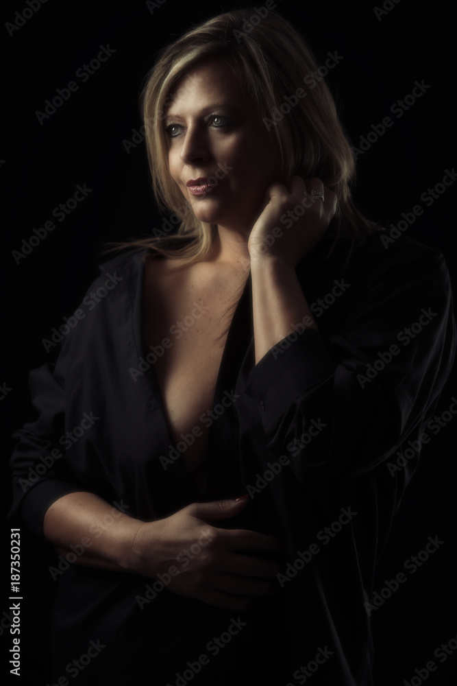 Fototapeta premium Mature Woman In Black Shirt