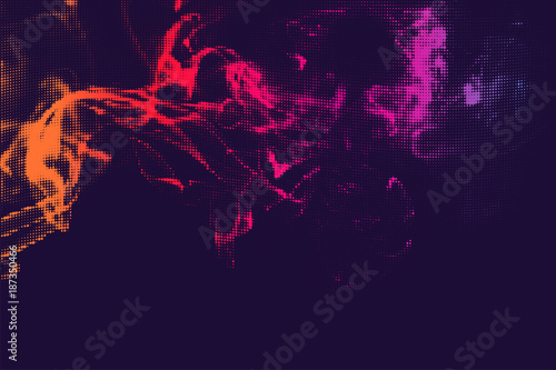 Vector halftone smoke effect. Abstract background . Retro 80's style colors and textures.