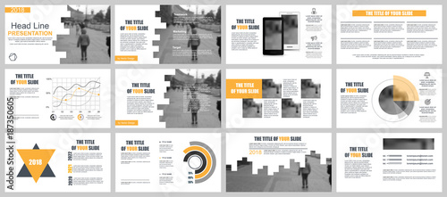 Business presentation slides templates from infographic elements. Can be used for presentation, flyer and leaflet, brochure, corporate report, marketing, advertising, annual report, banner, booklet.