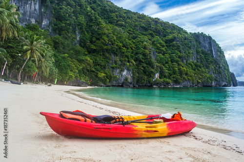 Kayak on the beautiful idyllic beach