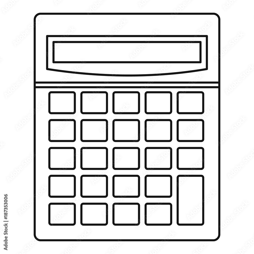 Calculator math device icon, outline style
