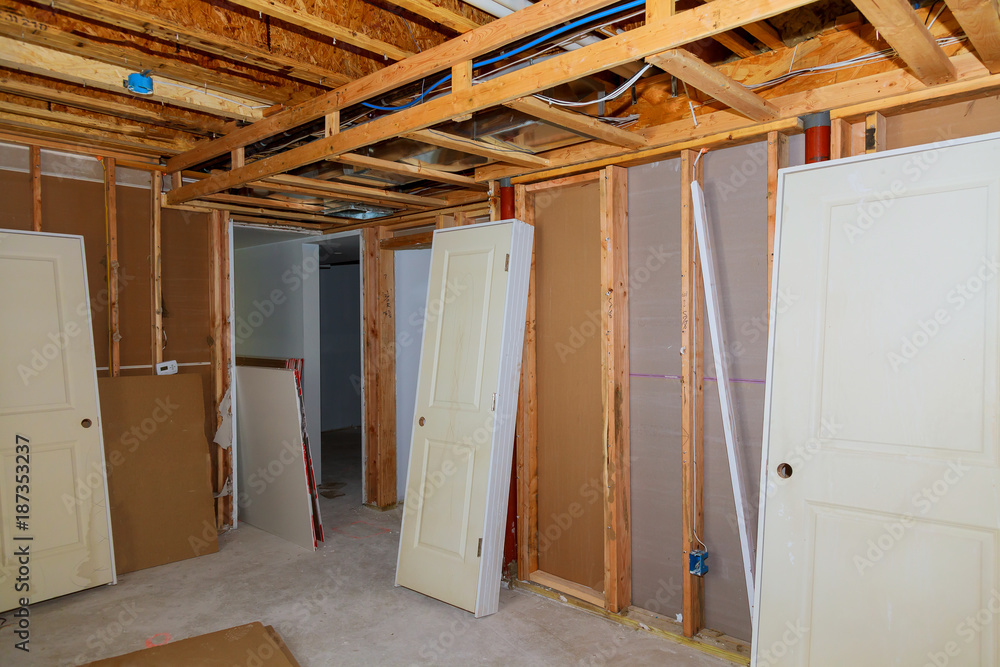 The frame building unfinished wood frame building or a house The frame building unfinished wood frame building or a house