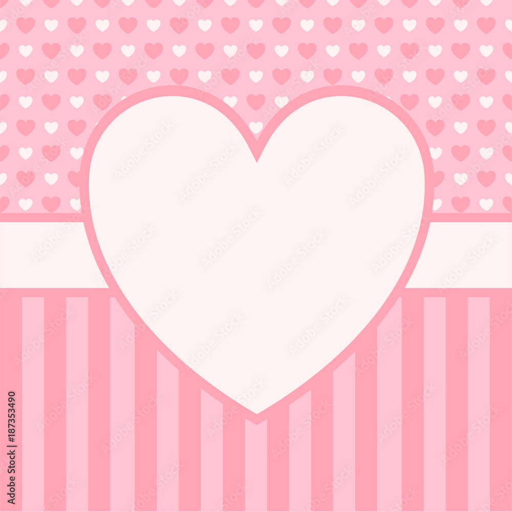 Valentine's Day greeting card. Pink heart on pink background 