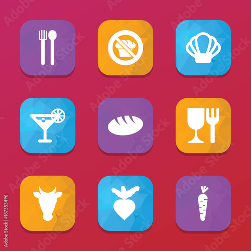 Food icons. vector collection filled food icons set.