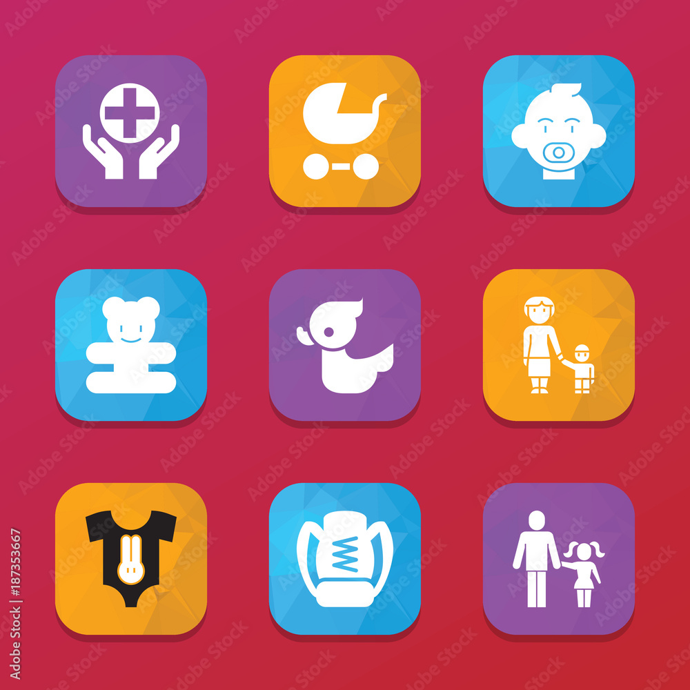 Child icons. vector collection filled child icons set. Child icons. vector collection filled child icons set.