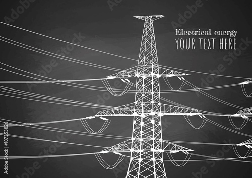 power lines on blackboard.