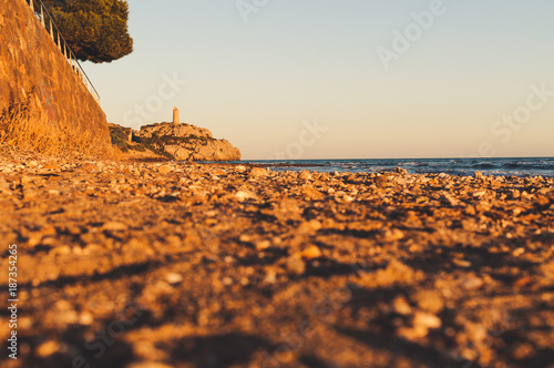 Colomera tower, also known as Atalaya tower, or Colomer tower, is an old watchtower located on the road from Oropesa del Mar to Benicasim by the coast. Dates from the sixteenth century (1553). © aitorserra