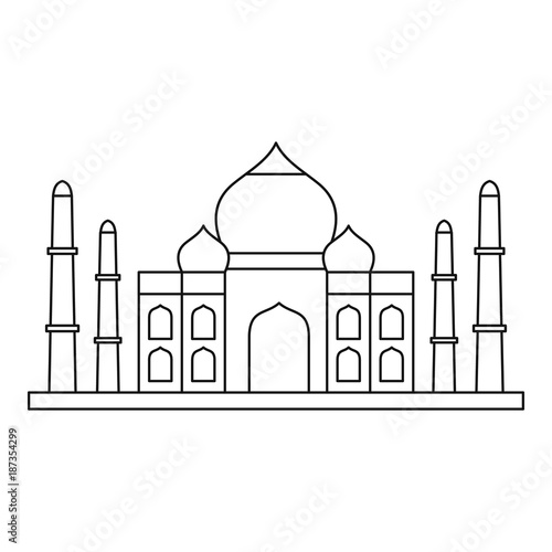 Taj mahal icon, outline style