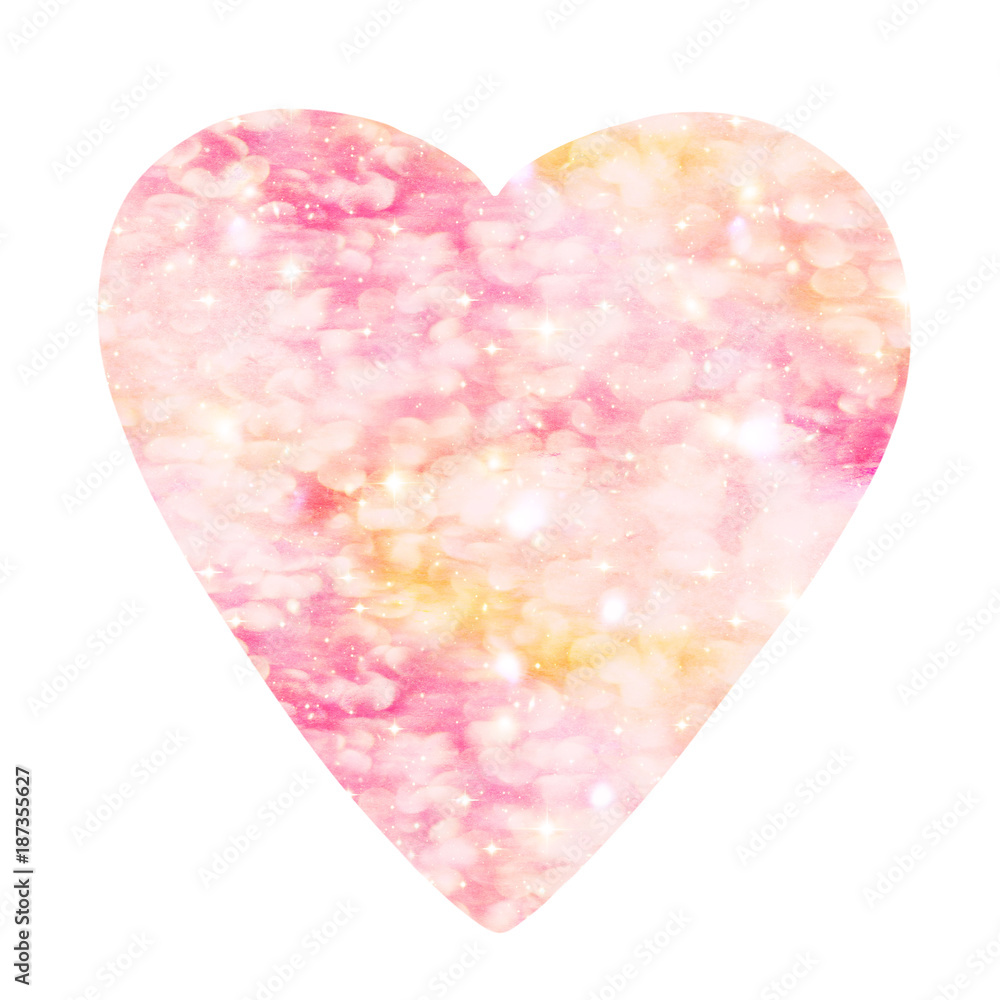 Hand drawn painted lovely red heart, watercolor element for design.  Happy valentines Valentine's Day 14th february poster. Can be used for cards, typography   Elements of this Image Furnished by NASA