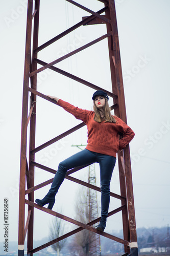 girl on the power line