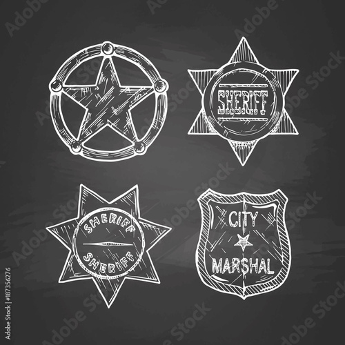 Sheriff stars on blackboard