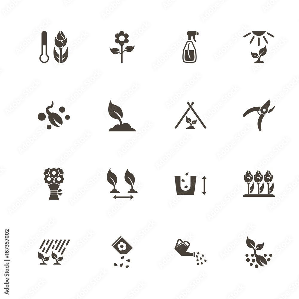 Flowers Growing icons. Perfect black pictogram on white background. Flat simple vector icon. Flowers Growing icons. Perfect black pictogram on white background. Flat simple vector icon.