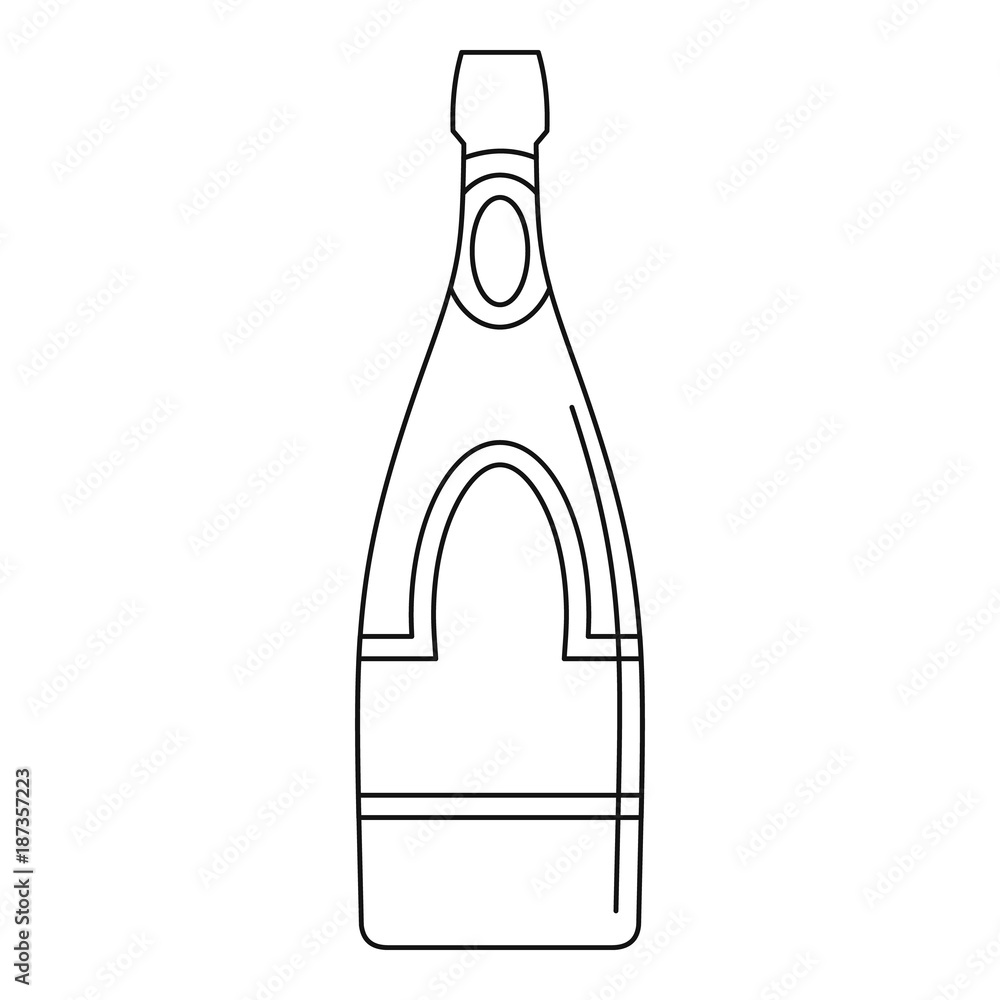 Champagne bottle icon, outline style Champagne bottle icon, outline style